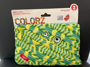 Zipit Monster Pencil case makeup Abstract green holder JUMBO POUCH long zipper - Picture 1 of 5