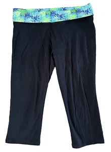 SO Girl's Yoga Capri Pants Black/MultiColored/Palm Trees - Size 14 1/2 - New/NWT - Picture 1 of 3