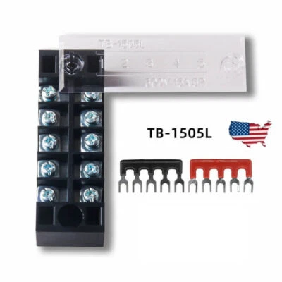 5Pack Screws Terminal Block Electric Barrier Strip 600V 15A Dual Row 5 Position - Image 1 of 4