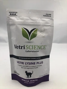VetriScience Lysine Plus Immune Eye Respiratory Supplement for Cats 120 Chews - Picture 1 of 3