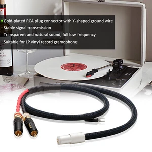 1M Audio Phono Tonearm Cable OFC Silver Plated RCA to 5-Pin DIN with Ground Wire - Picture 1 of 13