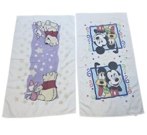 Vintage Disney Bath Towel Lot Pooh Piglet Pluto Mickey Mouse Franco Cannon Tags