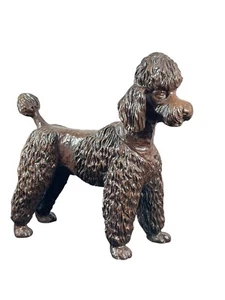 Vintage Carved Resin Standard Poodle Figurine 5.75” Tall Wood Look - Picture 1 of 9