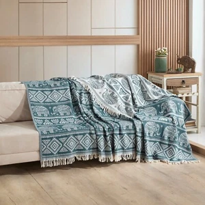 Milam London Boho Throw Blanket King Size Bed Throw Reversible Cotton Bedspread - Picture 1 of 29