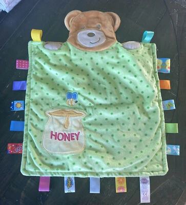 Taggies Peek a Boo Bear Verde Lunares Miel Maceta Manta de Seguridad Bebé Lovey Foto 1 de 4