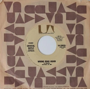 Crystal Gayle Wrong Road Again / They Come Out At Night 45 RPM Vinyl 1974 UA - Picture 1 of 8