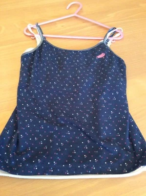 girls clothes 9-10 years Yd Blue Stars Stretch Poly Cotton Strap Vest Top - Image 1 of 2