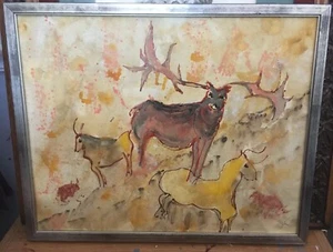 Original Painting Megaloceros artist signed Martha D.D. Brumbaugh framed Artwork - Picture 1 of 8