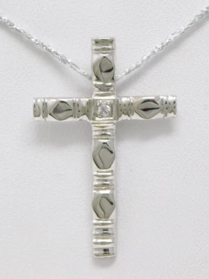 10 kt White Gold Diamond 1 3/16" x 3/4" Cross Motif Pendant B6059 - Image 1 of 4