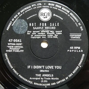 1968 THE ANGELS*IF I DIDN'T LOVE YOU+THE MODLEY*RARE OZ RCA PROMO 7"45, G+ VINYL - Picture 1 of 5