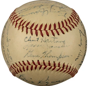 1947 New York Giants Team Signed Baseball With Mize, Lombardi, Jansen (24) PSA 7 - Picture 1 of 8