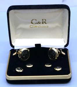 C & R Clothiers Black Cuff Links and 4 Button Studs in Original Box - Picture 1 of 10