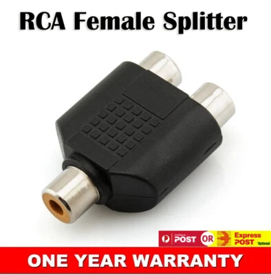 RCA Female to 2RCA Female AV Adapter Y Splitter Phono Connect Port Converter AU - Image 1 of 4