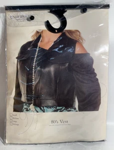 Underwraps 80's Faux Leather Cropped Vest Costume - Large, Woman Retro Party - Picture 1 of 2