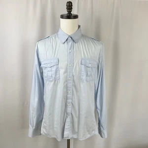 7 Diamonds Mens XL Light Blue Long Sleeve Shoulder Epaulets Button Shirt Stretch - Picture 1 of 11