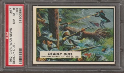 1962  CIVIL WAR NEWS TRADING CARD #67 - PSA 8(OC) - DEADLY DUEL - Image 1 of 2