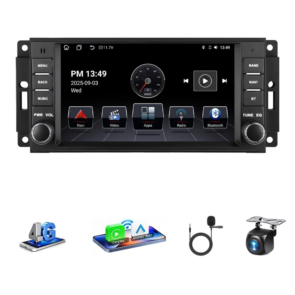 Android 13 Car Stereo 4G+64G 7" Wireless CarPlay Android Auto For Jeep Wrangler - Image 1 of 4