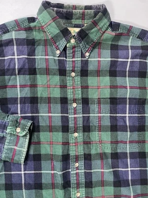 Camisa LL Bean Para Hombres L T De Colección Años 90 Púrpura Verde Pana Franela Tartán Exterior Foto 1 de 4