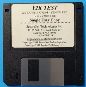 Y2K Test Floppy Disk Diagnostic SecureNet Technologies Windows 3.X/95/98 - Photo 1/2