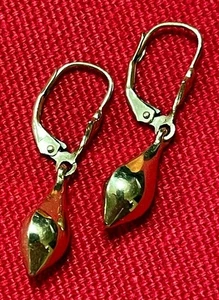PRETTY 14K TEARDROP POLISHED YELLOW GOLD DANGLE EARRINGS - Picture 1 of 4