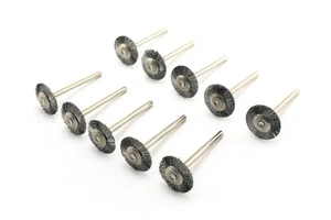 TMAX 10 pc Carbon Steel 3/4" Flat Wire Brush #428 1/8" Shank Rotary Tool - Picture 1 of 2