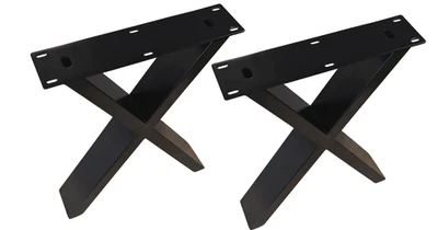 2x Tischkufe Bankkufe schwarz eckige Kufe Möbel X Bein Bankgestell Stahl 400 Set - Bild 1 von 4