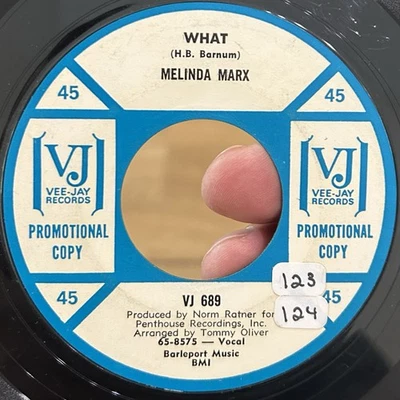 RARE Northern Soul Beat Ballad 45 MELINDA MARX What VEE JAY Promo VG++* - Image 1 of 4