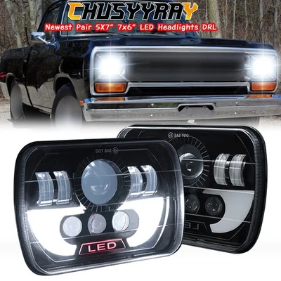 5x7 7x6 LED Headlights DRL For Dodge W150/250/350 Ramcharger D100/150/250 Pair - Image 1 of 4