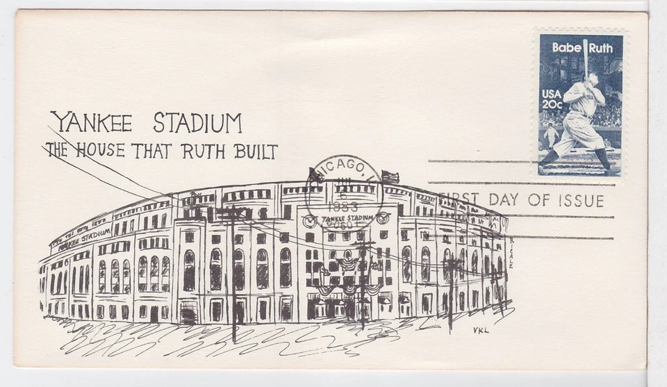 TurtlesTradingPost- Babe Ruth- Yankee Stadium 1983 #2046 FDC- VKL Cachet - Image 1 of 1