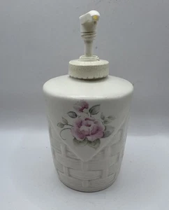 Pfaltzgraff Tea Rose Cesto Tessuto Sapone Lozione Dispenser Gres Rosa Floreale - Foto 1 di 11