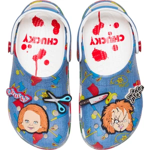 Crocs Chucky Classic Slip On Clogs Mens Size 11 Sandals Multi Blue Halloween - Picture 1 of 7