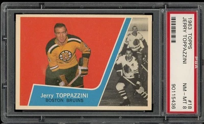 1963 Topps Hockey Jerry Toppazzini #18 PSA 8 NM/MT Bruins  - Image 1 of 2