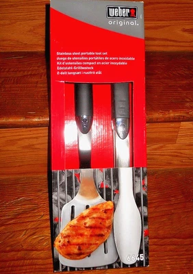 2 piece Weber Original Stainless Steel Portable BBQ Grill Tool Set ~ NEW IN BOX* - Image 1 of 4
