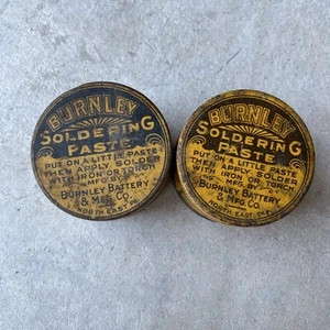 2 Burnley Soldering Paste Metal Full Can by Burnley Battery Co. Half Full - Picture 1 of 6