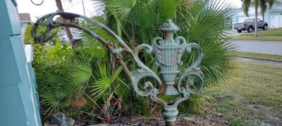 Antique Victorian Gothic Crest Hand Wrought Iron Bridge Arm Ornate Floor Lamp - Image 1 of 4