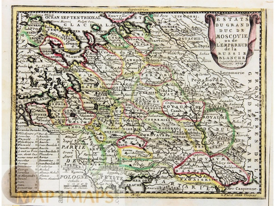 Russia Moscow Old cartography - Grand Duc De Moscovie, antique map Chiquet 1719 - Image 1 of 1