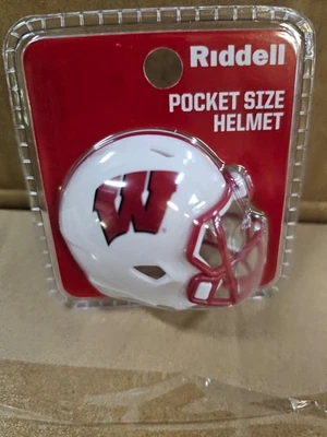 WISCONSIN BADGERS BIG 10 2025 CLAM SHELL POCKET PRO FOOTBALL HELMET RIDDELL - Image 1 of 3