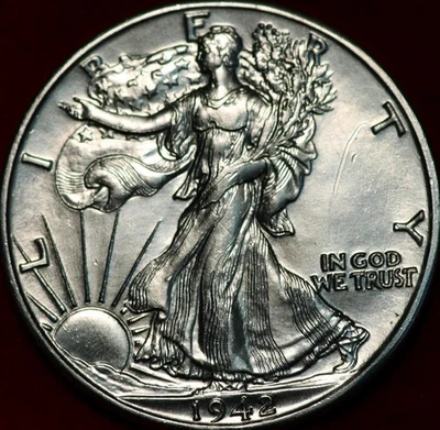 Uncirculated 1942-D Denver Mint Silver Walking Liberty Half - Image 1 of 2