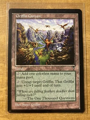 MTG✨GRIFFIN CANYON✨Visions NM RARE Land RESERVE LIST 1997 Griffin Art UNPLAYED - Image 1 of 2