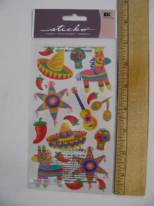 Pegatinas Sticko FIESTA Piñata Sombrero Pimientos 18 Piezas Nuevo de Lote Antiguo - Imagen 1 de 1