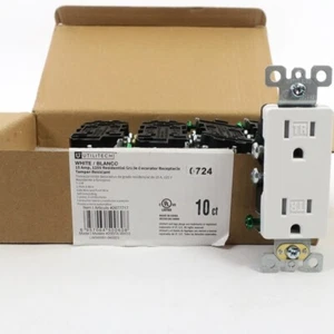 Utilitech #2677717 Decorator Receptacle 10 Ct White 15 Amp 125 Volt 2007A-WH10 - Picture 1 of 5