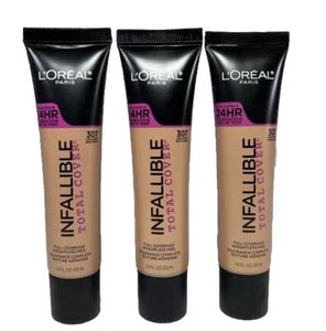3 X L'Oreal Infallible Total Cover Foundation #307 Sand Beige - Picture 1 of 1