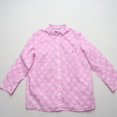Talbots Womens Pajama Shirt Size 1X Pink Button Up Collared 100% Cotton PJs — 第 1/4 张图片