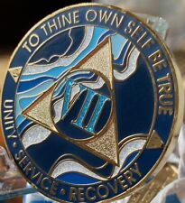 7 Year AA Medallion Elegant Marble Navy Blue Sobriety Chip