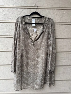 Chico’s Brown Snakeskin Print Long Sleeve Blouse - Изображение 1 из 2