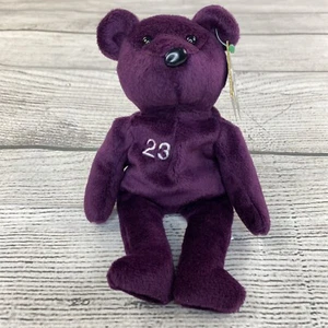 Oso de peluche gorro de béisbol púrpura David Justice MLB #23 Salvino Bamm Beanos - Imagen 1 de 9
