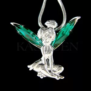 Collar De Ángel Tinker Bell Hecho Con Cristales Swarovski En Verde Esmeralda - Imagen 1 de 1