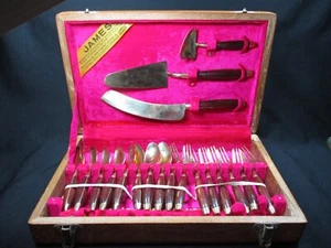 8 Place Settings Dessert Flatware & Serving Set With Case - James Bronze Wares - Picture 1 of 19