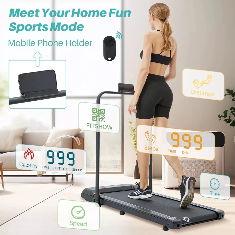 Electric Foldable Walking Pad Treadmill–Smart Underdesk Running Machine & Holder - Image 1 of 4