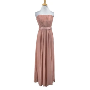 Little Mistress Dress Womens 2 Blush Pink Multiway Strapless Chiffon Bridesmaid - Picture 1 of 16